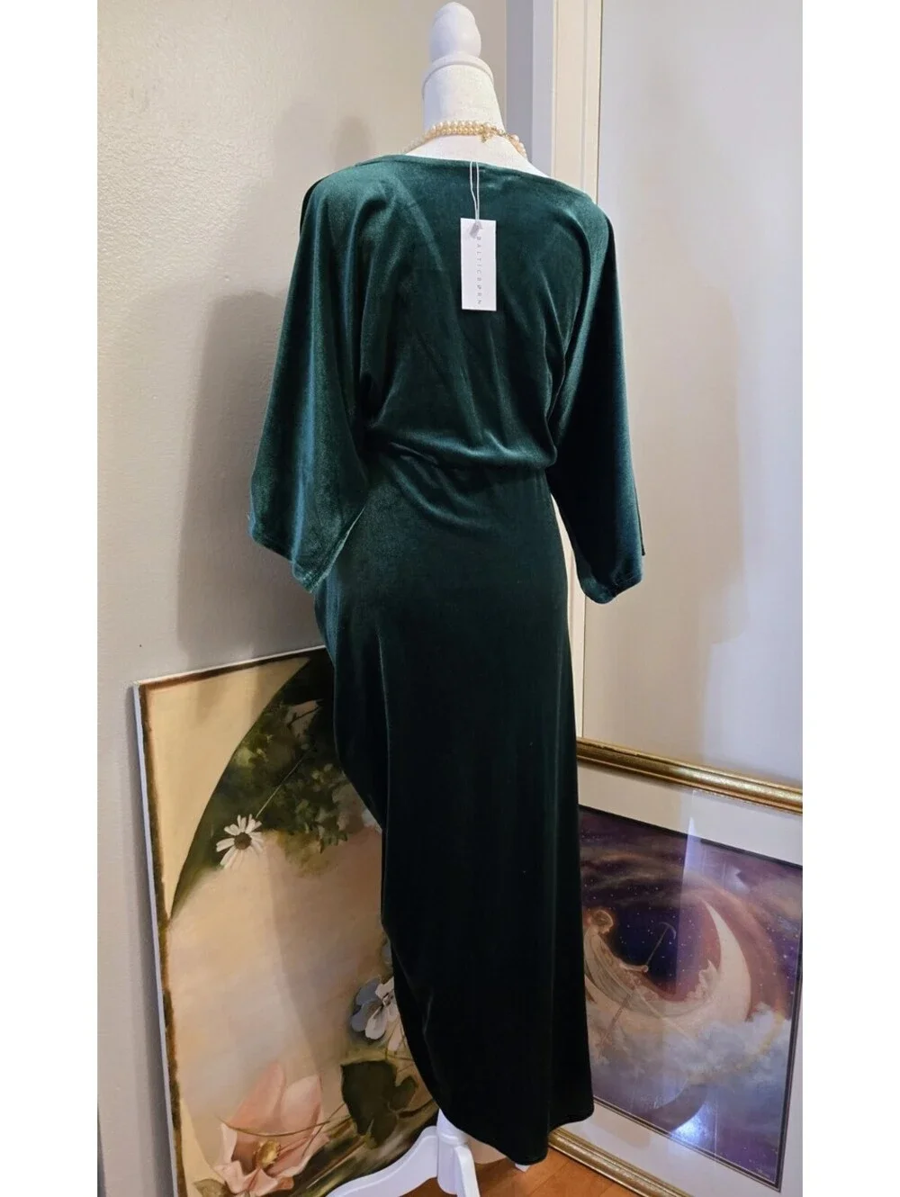 Baltic Born NWT Derp Green Brendyn Ruched Velvet Midi Dress in Emerald Size XL - Picture 7 of 8